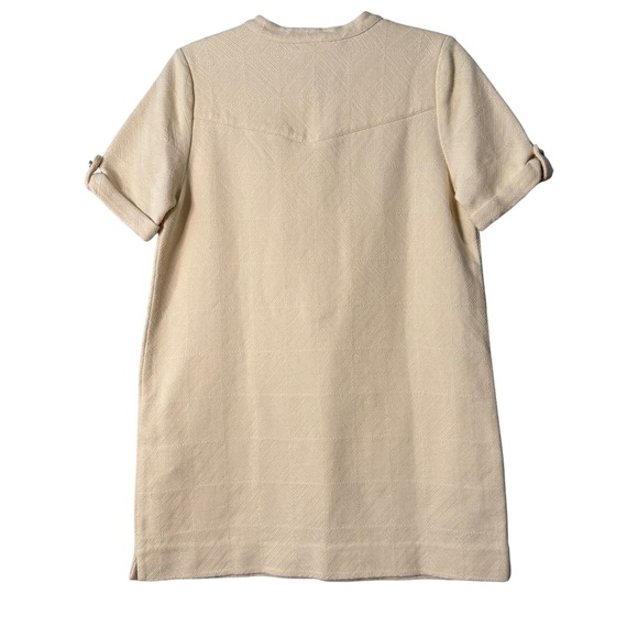 Sézane‎ textured Alma dress size 38 (US 6)gold buttons cream neutral minimalist - Picture 4 of 9